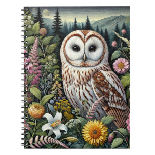 Woodland Owl Spiral Notebook Cute Owl-Themed