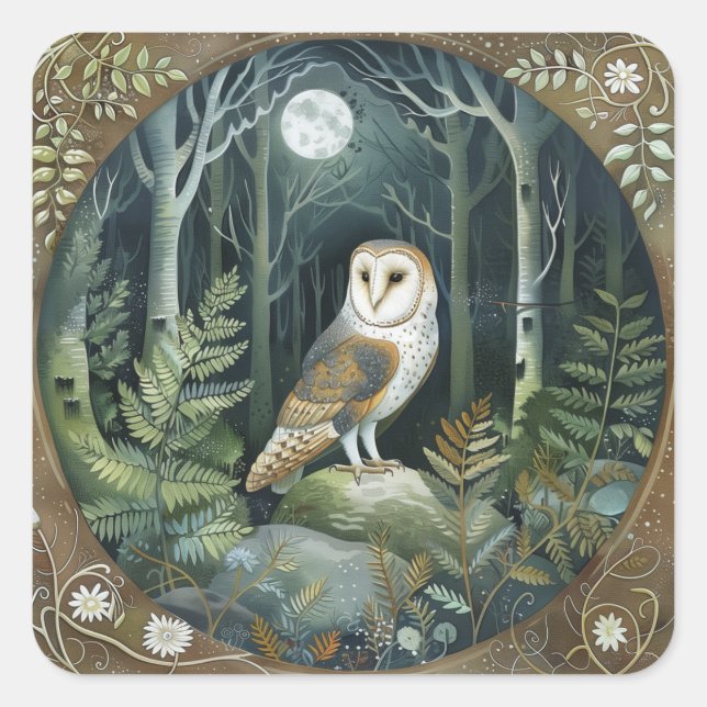 Woodland Owl  Square Sticker (Front)