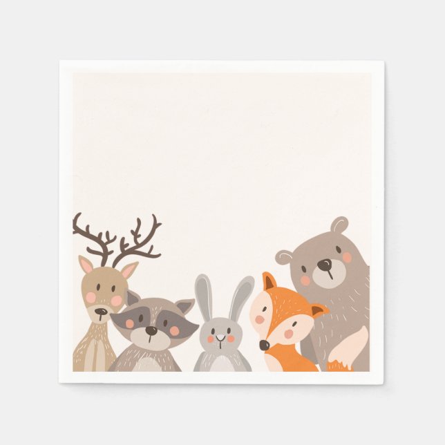 Woodland Paper Napkin Animals Forest Bear Fox (Front)