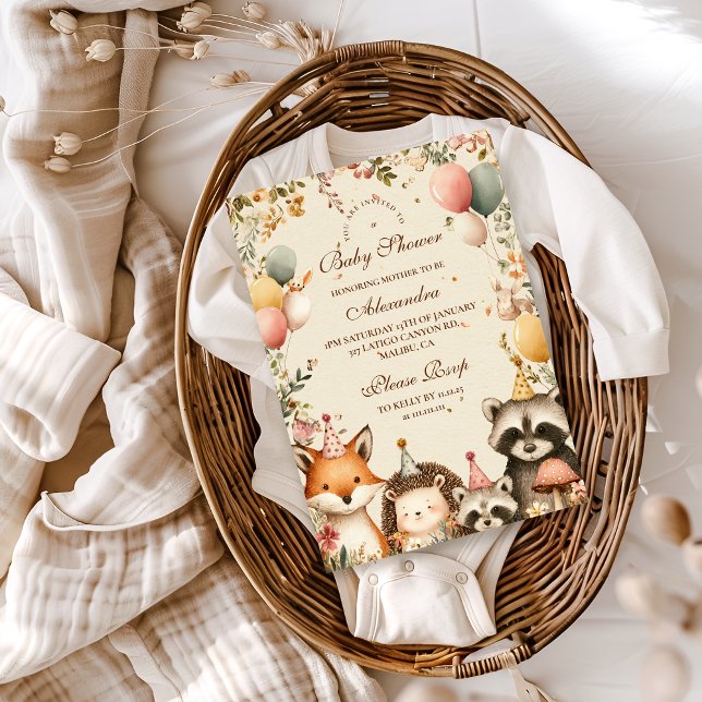Woodland Party Animals Baby Shower Invitation (Creator Uploaded)