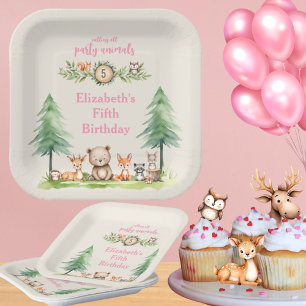 Woodland Party Animals Birthday Party Paper Plate