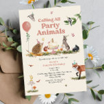 Woodland Party Animals Pink Birthday Party Invitation<br><div class="desc">Party animal birthday theme featuring illustrations of woodland animals including owl,  hedgehog,  squirrel,  rabbit,  skunk,  fox,  and bird wearing party hats.  Cake decorated with flowers at centre.  Personalize the number on the cake.  Also features butterflies,  pink balloon and mushroom illustrations.</div>