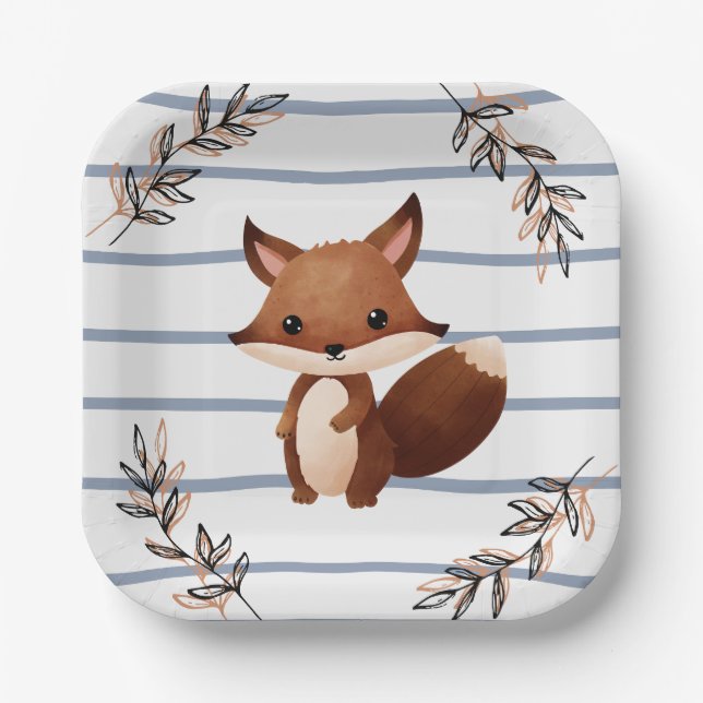 Woodland Party Paper Plate - Squirrel (Front)