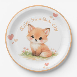 Woodland Pastel Baby Fox Baby Shower Paper Plate