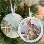 Woodland Path Watercolor Personalized Photo Ceramic Ornament<br><div class="desc">Photo Christmas ornament which you can personalize for Grammie or anyone else! The design has an elegant watercolor scene on one side of a tree-lined woodland path with an owl and robin on the fence post. The other side has your photo and your names or other custom text. The photo...</div>