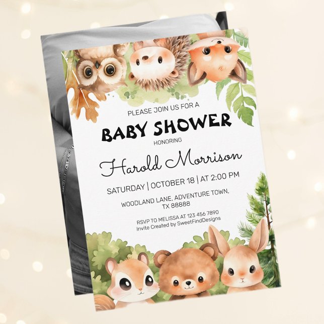 Woodland Photo Boy Baby Shower Invitation (Woodland Photo Boy Baby Shower Invitation)