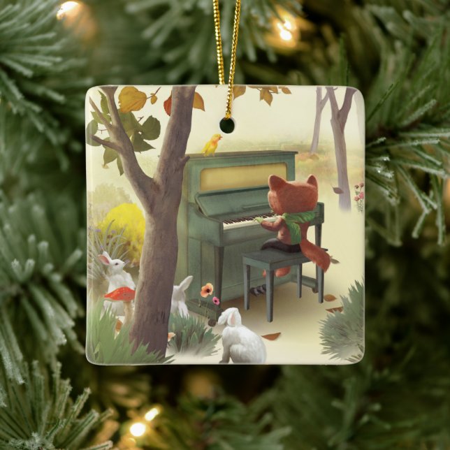 Woodland Pianist Ceramic Ornament (Tree)