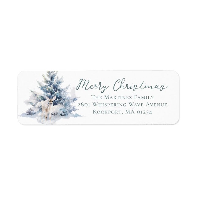 Woodland Pine Deer Christmas Return Address (Front)