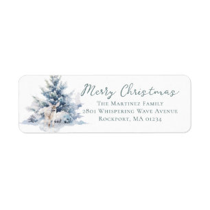 Woodland Pine Deer Christmas Return Adresse