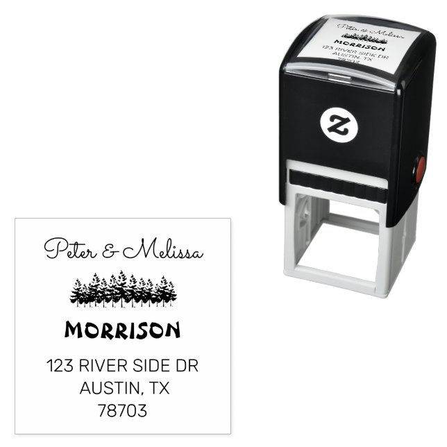 Woodland Pine Forest Family Name Self-inking Stamp (In Situ)