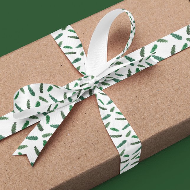 Woodland Pine Tree Branches Satin Ribbon (Creator Uploaded)