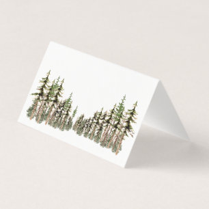 Woodland Pine Tree Forest Guest Seating Place Card