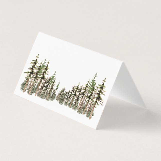 Woodland Pine Tree Forest Guest Seating Place Card (Back)