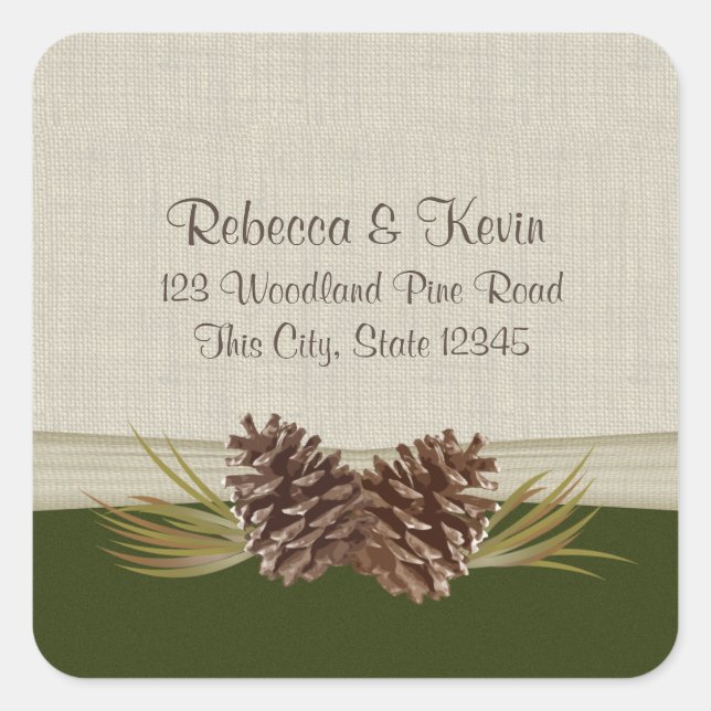 Woodland Pinecones Square Sticker (Front)