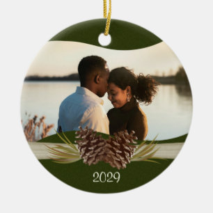 Woodland Pines Photo Ceramic Ornament