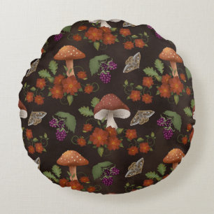 Woodland Plants Round Pillow