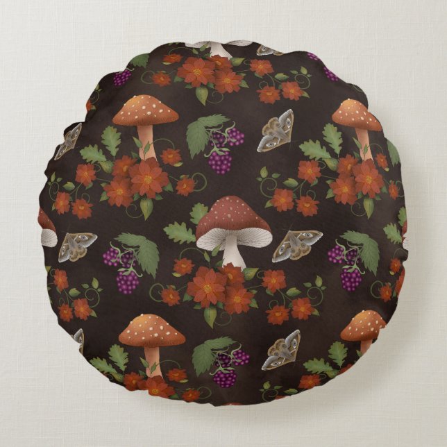 Woodland Plants Round Pillow (Front)