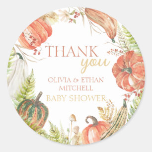Woodland Pumpkin Thank You Favour Classic Round Sticker