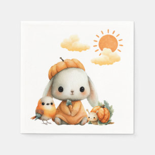 Woodland Rabbit Snail Bird Fall Kids' Birthday  Napkin