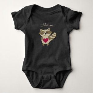 Woodland Raccoon Adorable Personalized Baby Animal Bodysuit