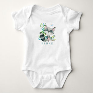 Woodland Raccoon Adorable Personalized Baby Bodysuit