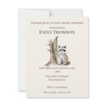Woodland Raccoon Baby Shower Invitation