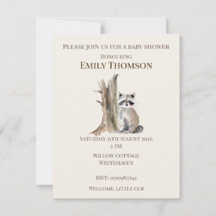 Woodland Raccoon Baby Shower Invitation