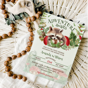 Woodland Raccoon baby shower Invitation