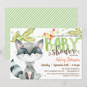 Woodland Raccoon Baby Shower invitation