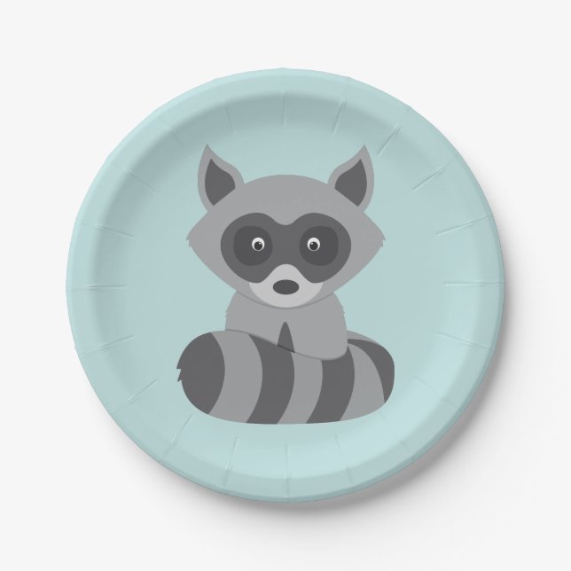 Woodland Raccoon Paper Plate (Front)