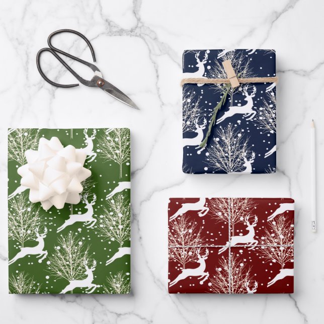 Woodland Reindeer - Christmas Wrapping Paper Sheet (Front)