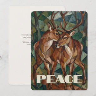 Woodland Reindeer Cubist Expressionism Modern Flat Holiday Card