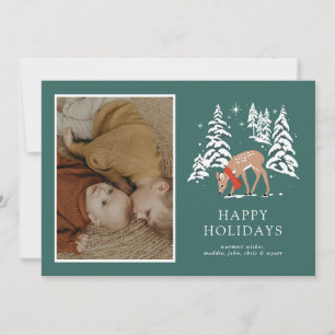 Woodland Reindeer in Winter Holiday Card