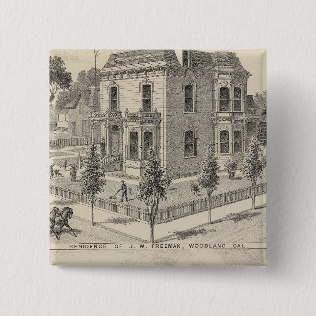 Woodland residences lithographed 2 inch square button (Front)