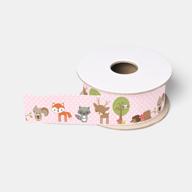 Woodland Ribbon pink Grosgrain Ribbon (Spool)