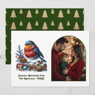 Woodland Robin Cozy Forest Christmas Magic Photo Holiday Card