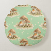 Woodland Robin & Mushroom Watercolor Pattern