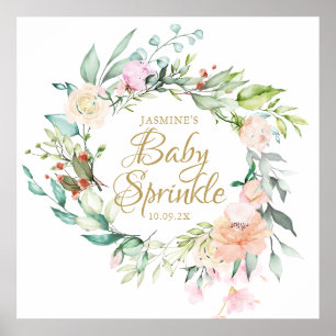 Woodland Rose Gold Script Baby Sprinkle Sign