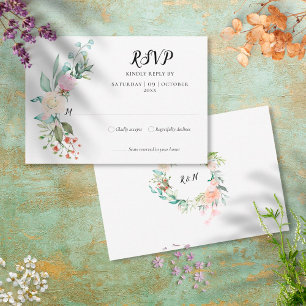 Woodland Roses Greenery Floral RSVP Card