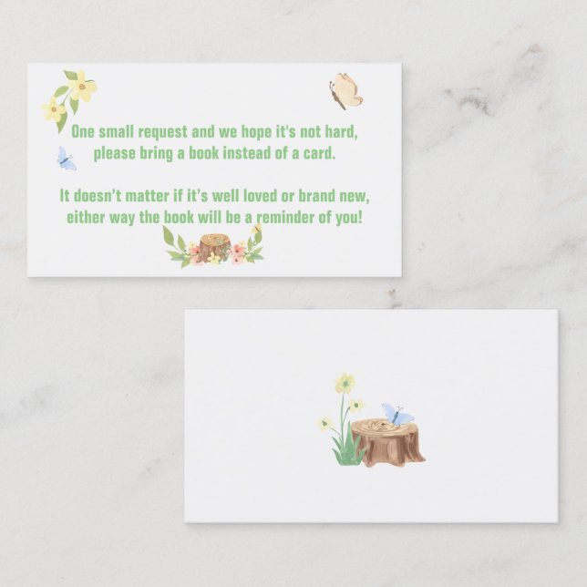 Woodland Rustic Baby Shower Book Request Cards (Front/Back)