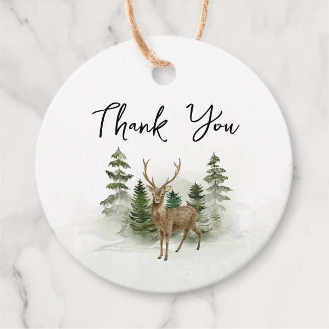 Woodland Rustic Baby Shower Favour Tags (Front)