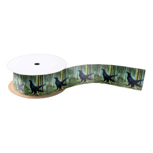 Woodland Rustic Black Raven Satin Ribbon