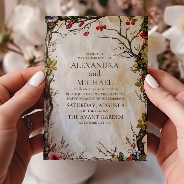 Woodland Rustic Botanical Wedding Invitation (Creator Uploaded)