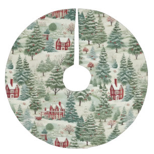 Woodland Rustic Country Christmas Cute Cozy Brushed Polyester Tree Skirt