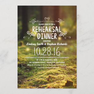 woodland rustic outdoor rehearsal dinner invites