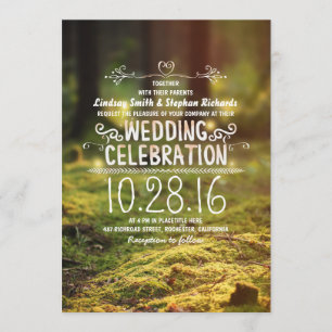 woodland  rustic outdoor wedding invitations