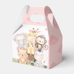 Woodland Safari Animals Girl Baby Shower Favor Box