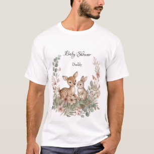 Woodland Sage Green Baby Shower Deer & Bunny T-Shirt