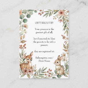 Woodland Sage Green Baby Shower Gift Registry Enclosure Card