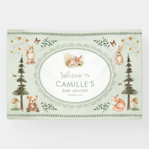 Woodland Sage Green Baby Shower Welcome Banner